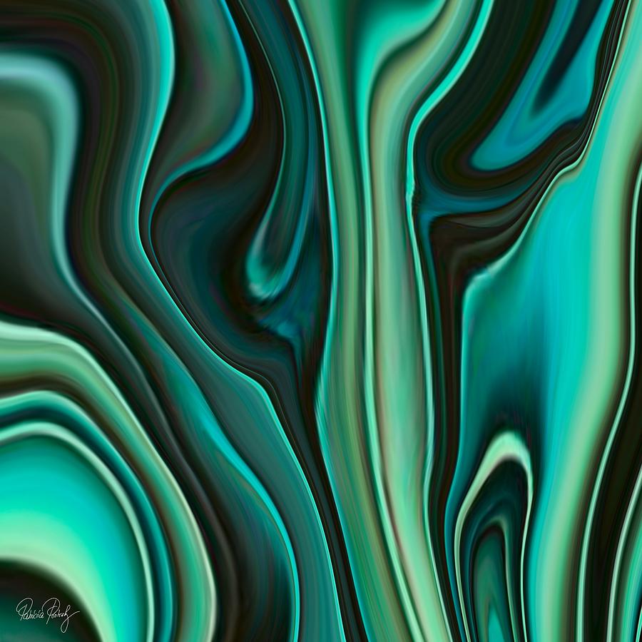 Abstract Art Blue and Green Fluid Painting Marble Pattern Painting by Patricia Piotrak