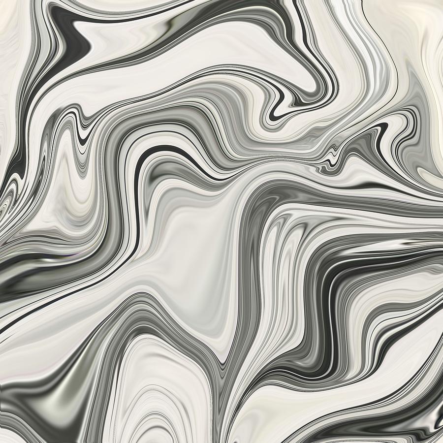 Abstract Art - Colorful Fluid Painting Marble Pattern Black and White Painting by Patricia Piotrak