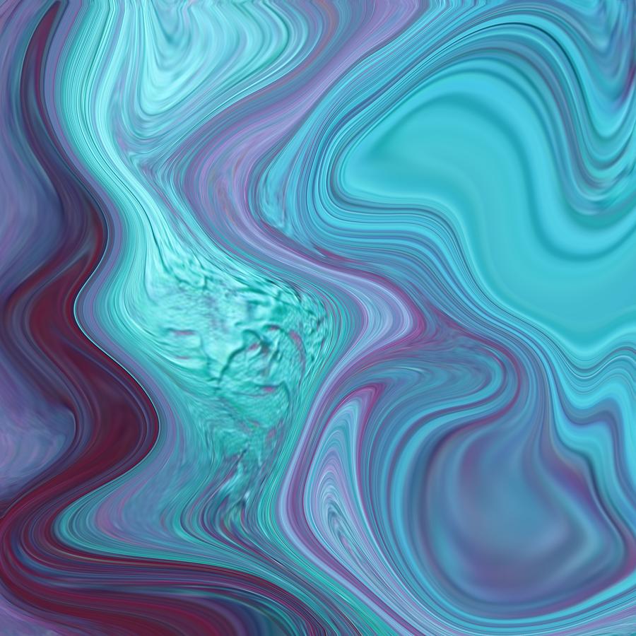 Abstract Art - Colorful Fluid Painting Marble Pattern blue Purple Painting by Patricia Piotrak