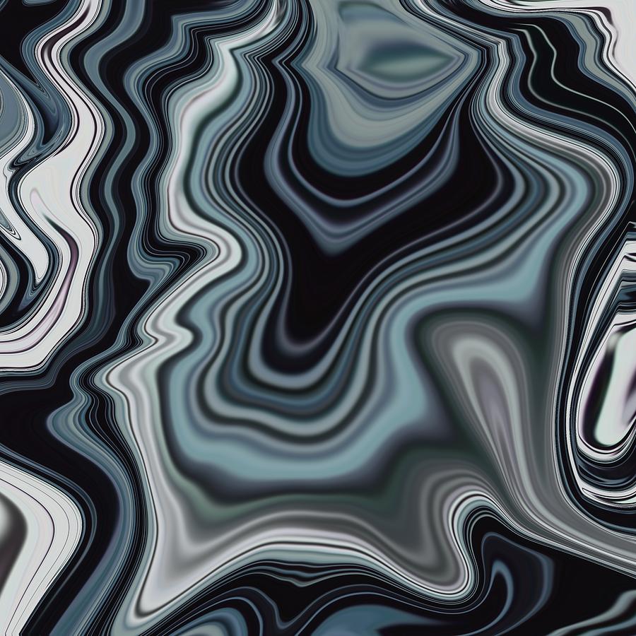 Abstract Art - Colorful Fluid Painting Marble Pattern Gray White and Black Painting by Patricia Piotrak