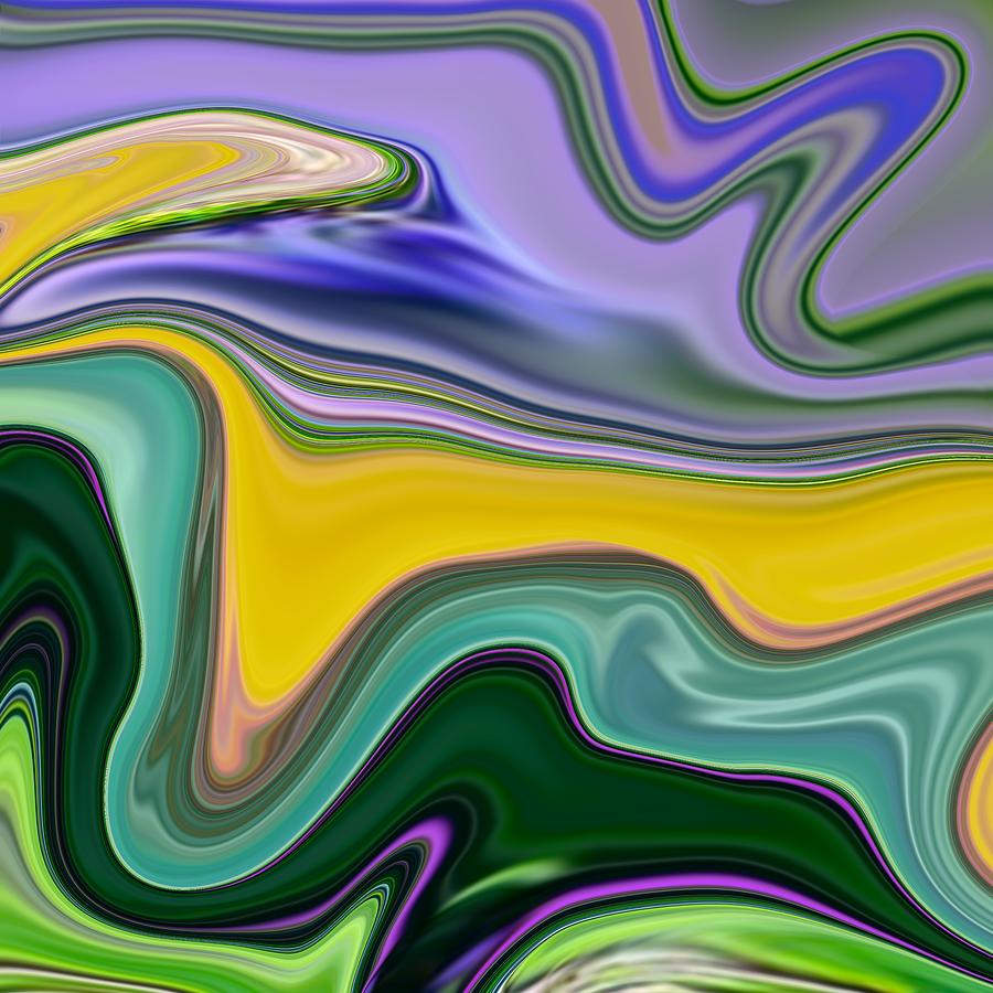 Abstract Art - Colorful Fluid Painting Marble Pattern Green and Yellow Painting by Patricia Piotrak
