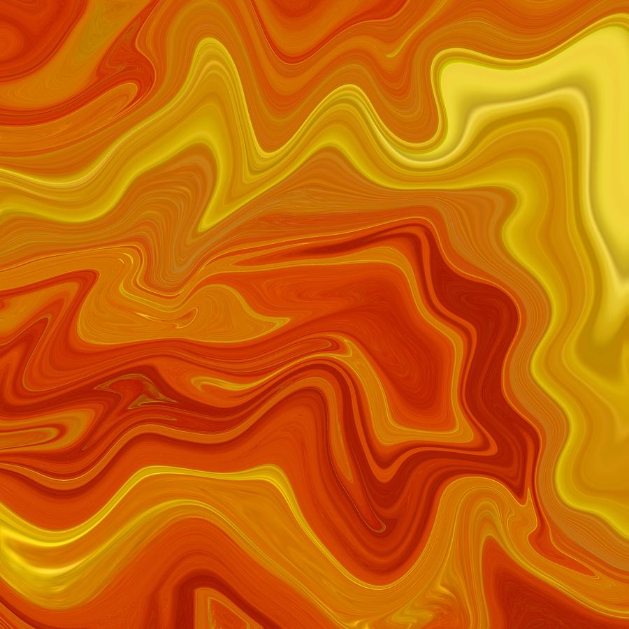 Abstract Art - Colorful Fluid Painting Marble Pattern Orange Yellow Painting by Patricia Piotrak