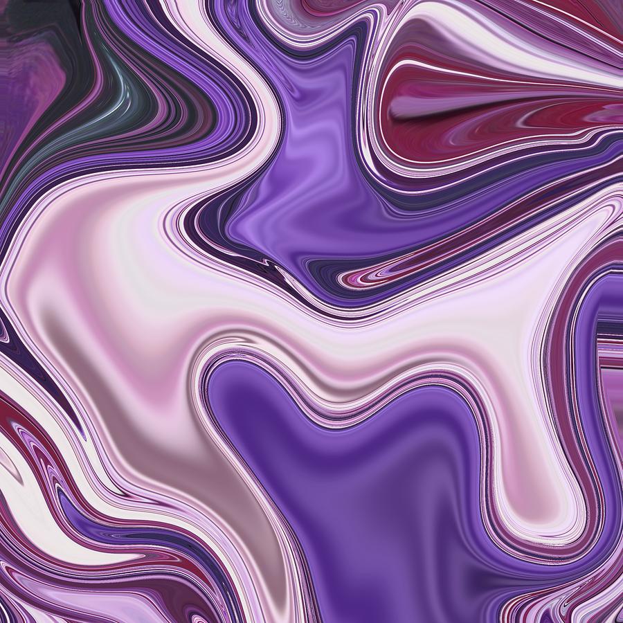 Abstract Art - Colorful Fluid Painting Marble Pattern Purple Pink Painting by Patricia Piotrak