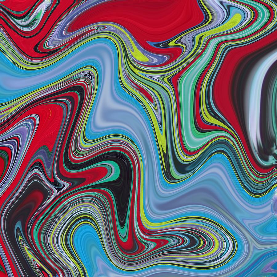 Abstract Art - Colorful Fluid Painting Marble Pattern Red and Blue Painting by Patricia Piotrak