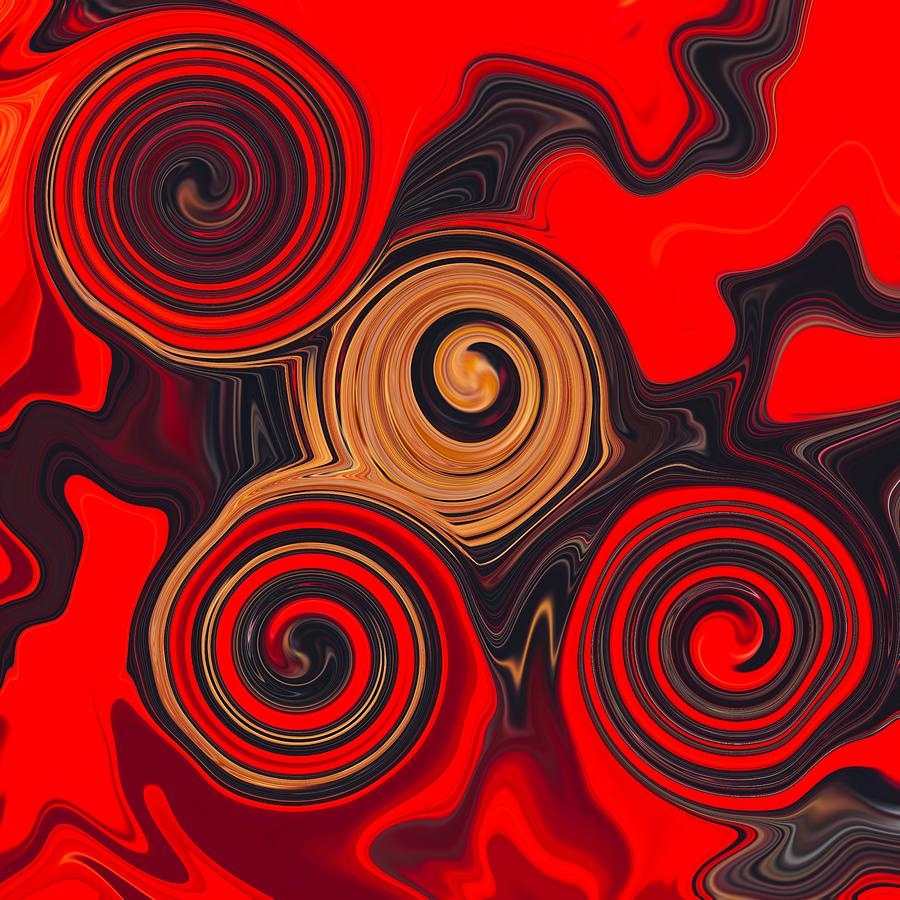 Abstract Art - Colorful Fluid Painting Marble Pattern Red Sin Painting by Patricia Piotrak