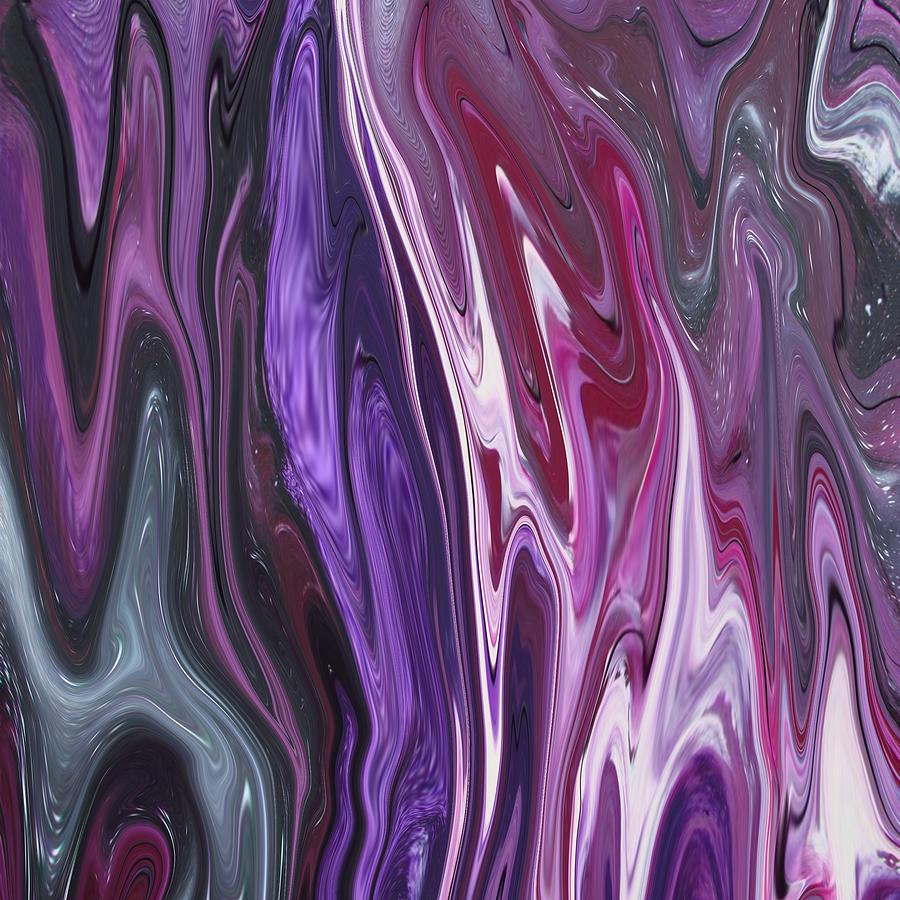 Abstract Art - Colorful Fluid Painting Pattern Purple and Pink Painting by Patricia Piotrak