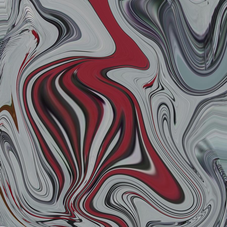Abstract Art - Colorful Fluid Painting Pattern Red and Gray Painting by Patricia Piotrak