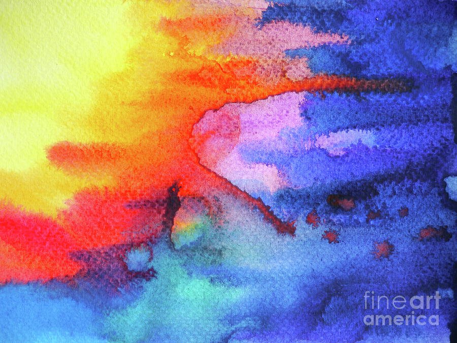 Abstract Art Power Sun Sunny Universe Watercolor Painting Illust Painting By Benjavisa Ruangvaree