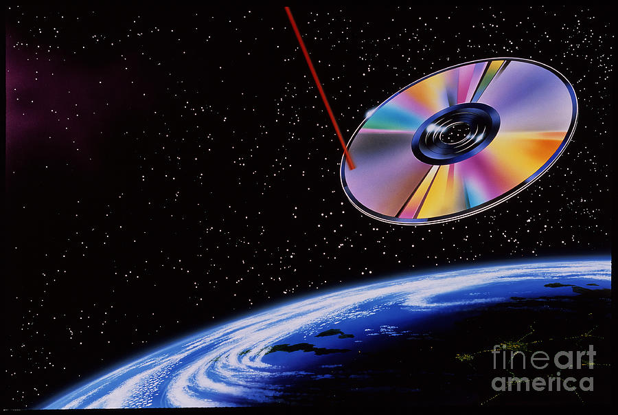 Abstract Artwork Of Laser & Cd Over Earth Photograph by A. Gragera, Latin Stock/science Photo Library