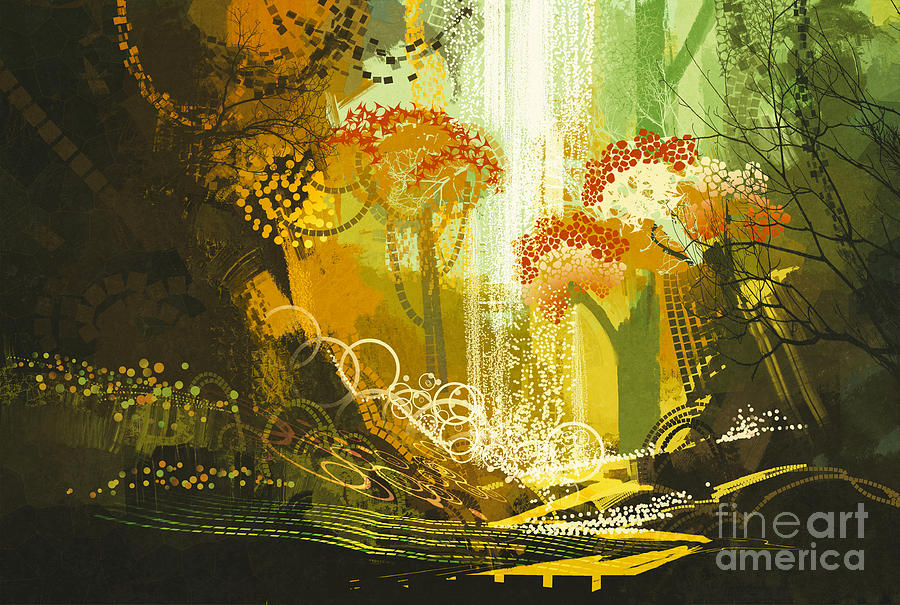 Forest Digital Art - Abstract Autumn Forest by Tithi Luadthong Forest Digital Art - Abstract Autumn Forest by Tithi Luadthong