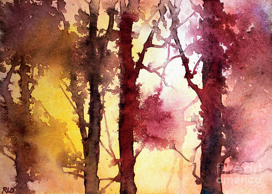 Abstract Autumn Sunset  Painting by Rebecca Davis