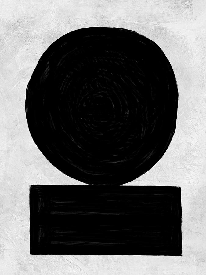 Black And White Painting - Abstract Black and White No.51 by Naxart Studio