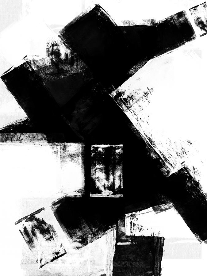 Black And White Mixed Media - Abstract Black and White No.8 by Naxart Studio