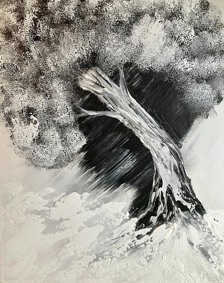 Abstract black and white tree Painting by Willy Proctor