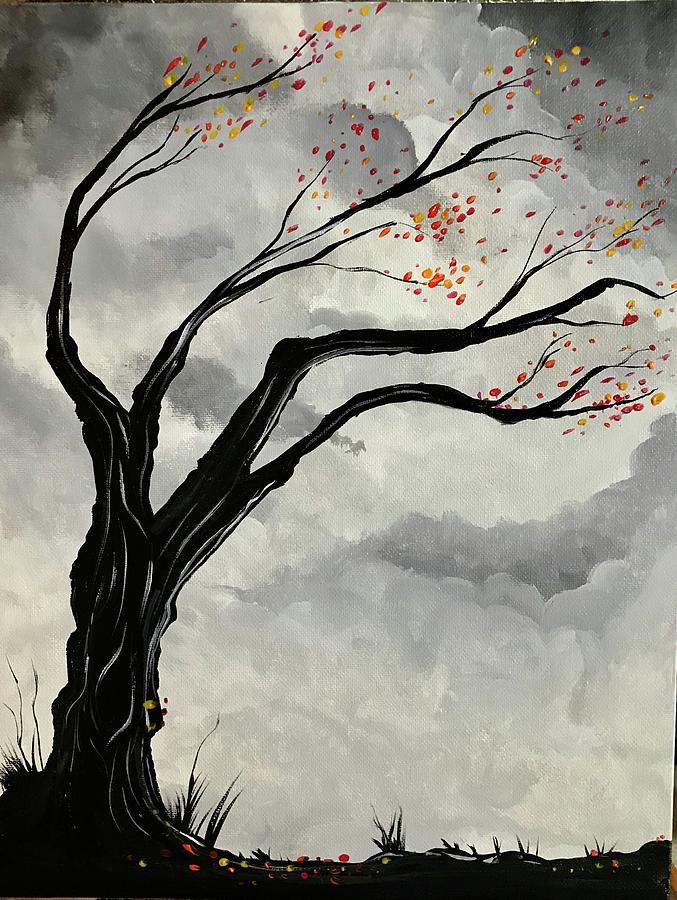 Abstract black tree Painting by Willy Proctor