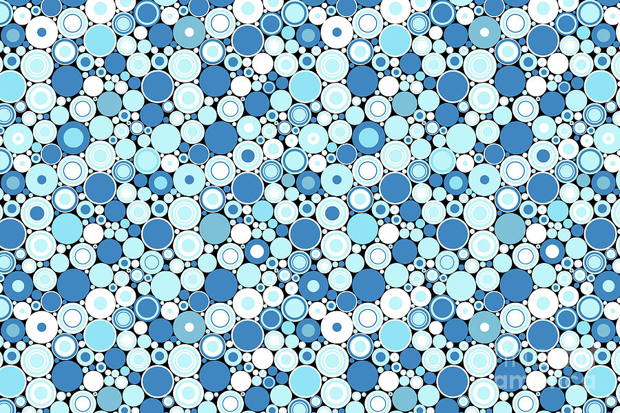 Abstract Blue And White Retro Radical Circle Pattern Digital Art