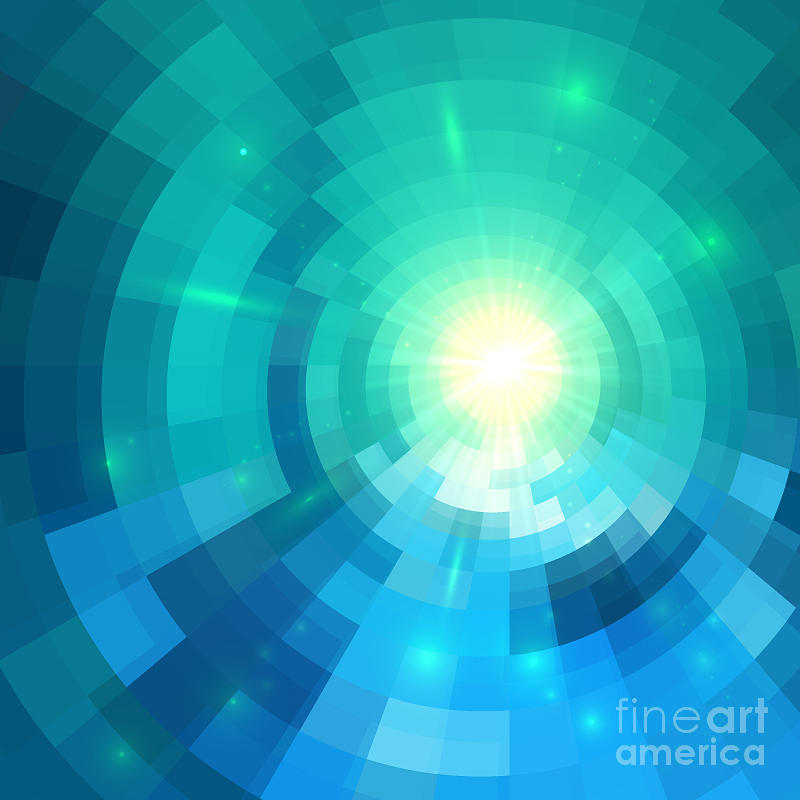 Space Digital Art - Abstract Blue Shining Circle Tunnel by Art of sun Space Digital Art - Abstract Blue Shining Circle Tunnel by Art of sun