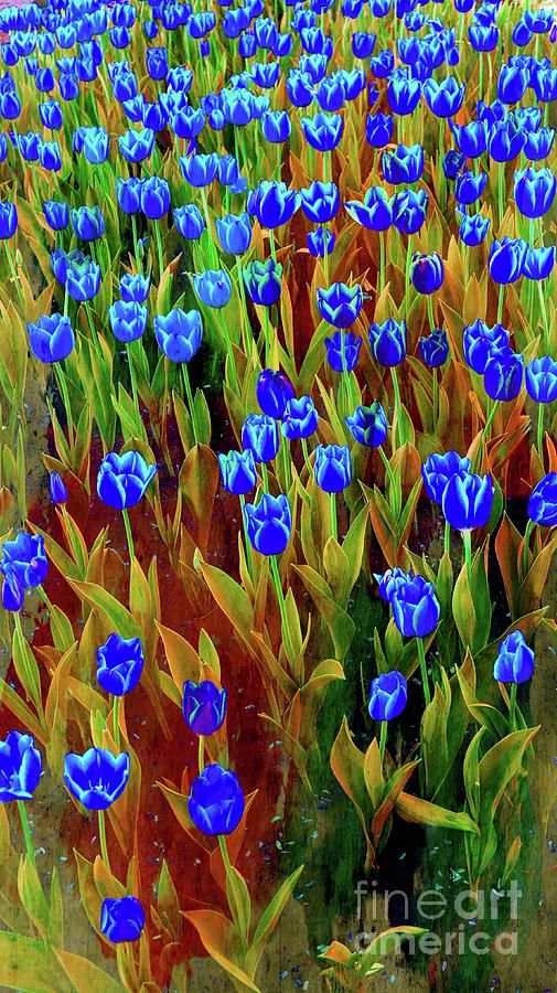Abstract Blue Tulips Digital Art
