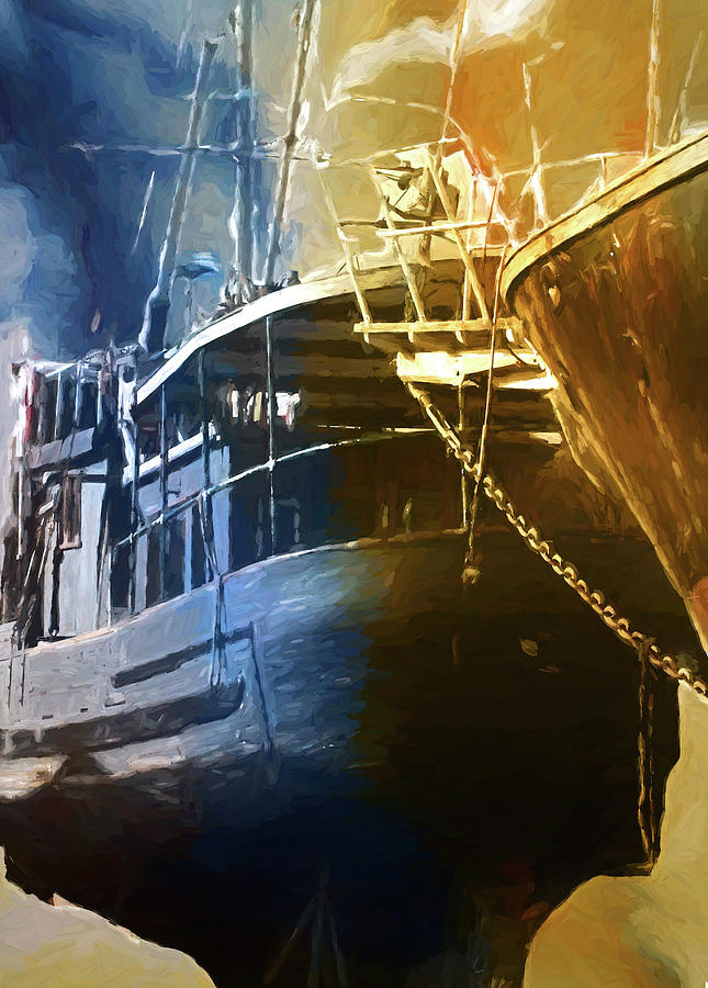Abstract Boats Painted Digital Art by Cathy Anderson