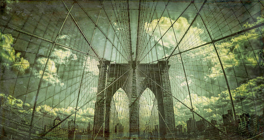 Abstract Brooklyn Bridge Mixed Media