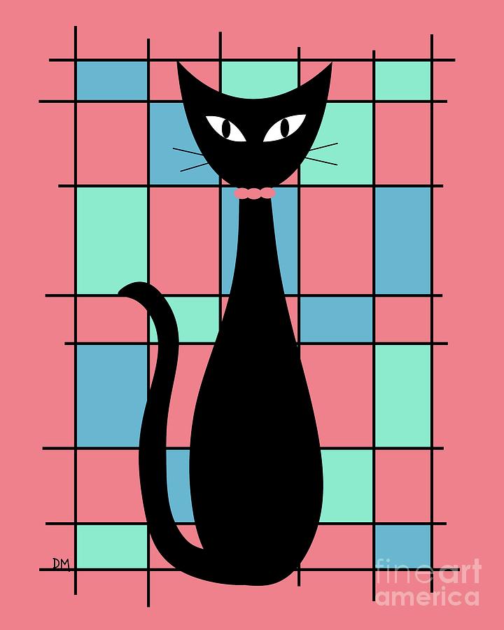 Abstract Cat in Pink Digital Art by Donna Mibus