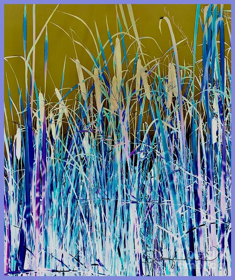 Abstract Cattails Mixed Media by Jennifer Lake