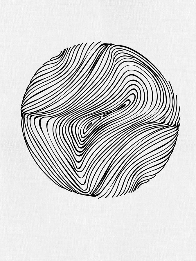 Black And White Mixed Media - Abstract Circle Pattern I by Naxart Studio