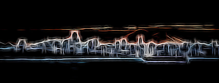 Abstract City Neon Digital Art by Rick Deacon