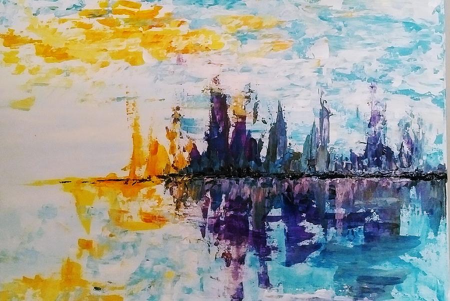 Abstract Cityscape Painting by Lynne McQueen