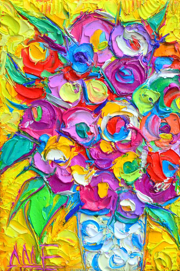 Texture Art Flowers, Palette Knife, Modelling Paste Painting, abstract  acrylic fluid art -…