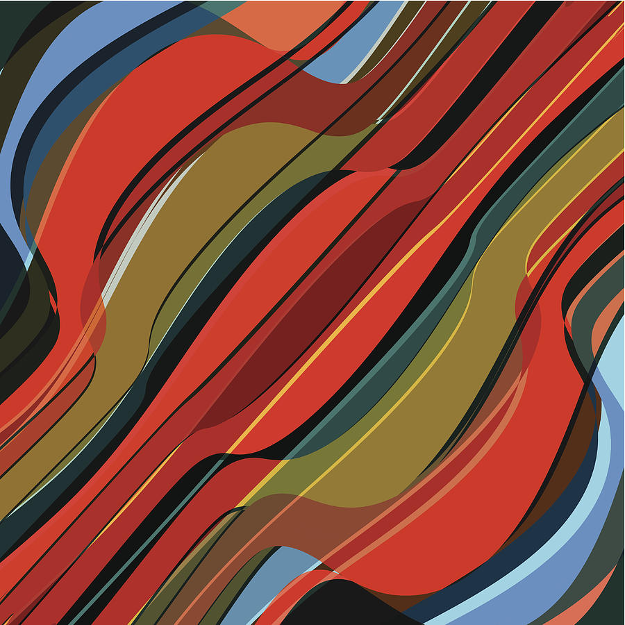 Abstract Colorful Wave Stripe Pattern Digital Art by Naqiewei