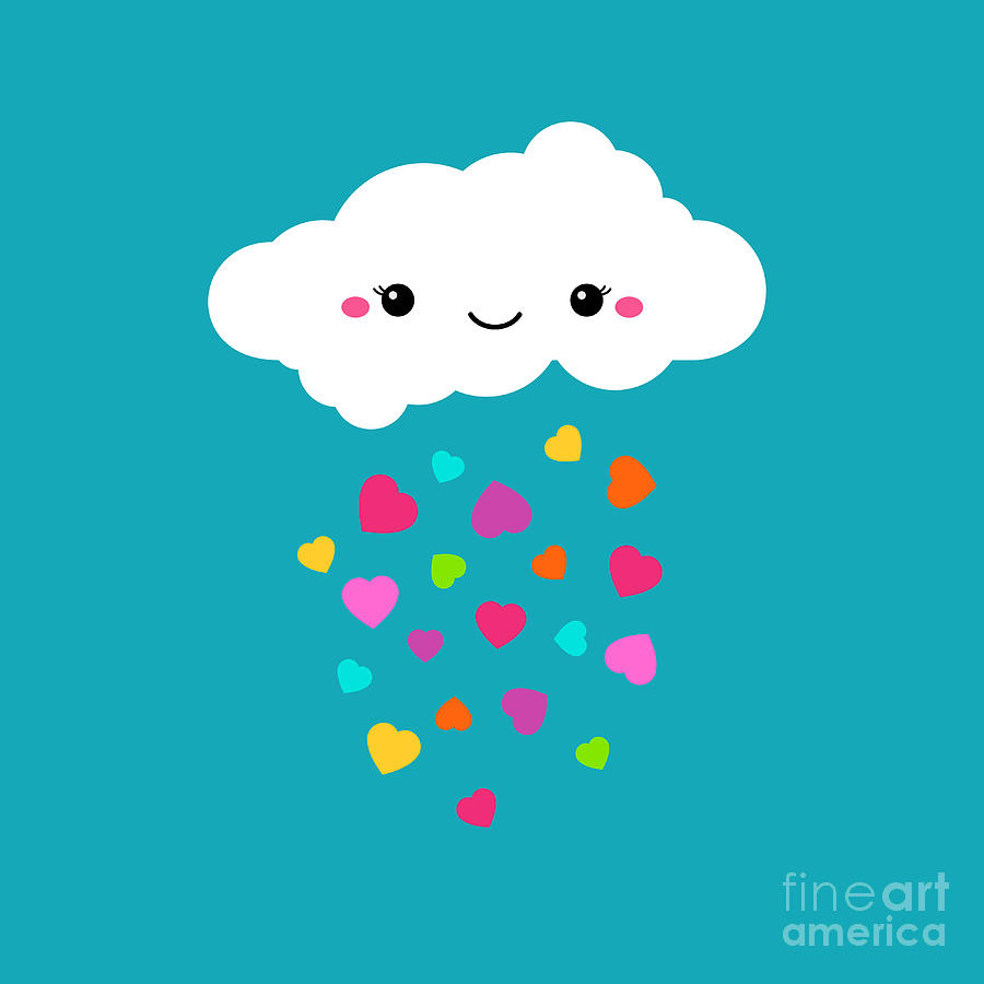 Symbol Digital Art - Abstract Cute Cartoon Vector Rainy by Alextanya
