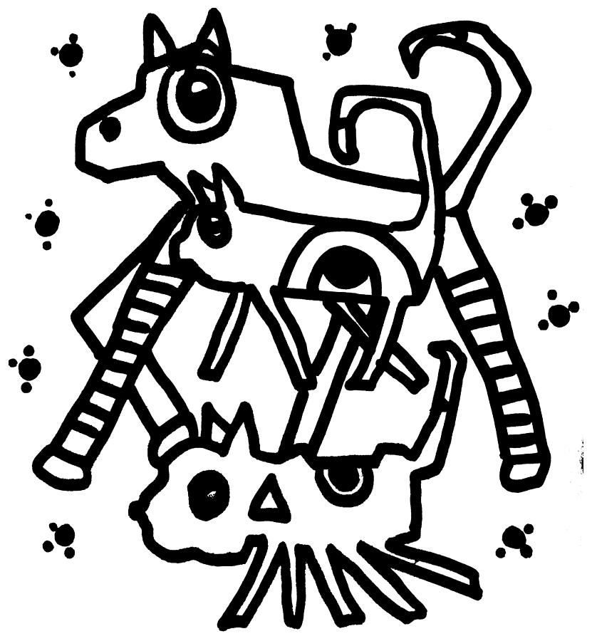 abstract dog drawing