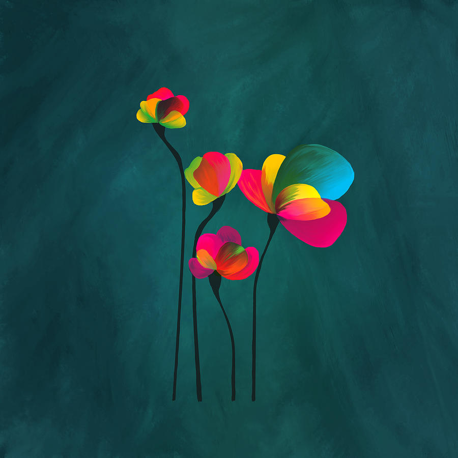 Abstract exotic flower, painting Digital Art by Jirka Svetlik