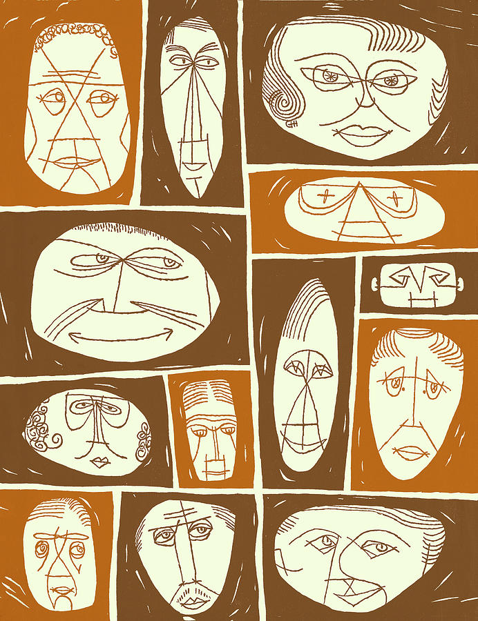 Abstract Drawing - Abstract Face Collage 2 by CSA Images