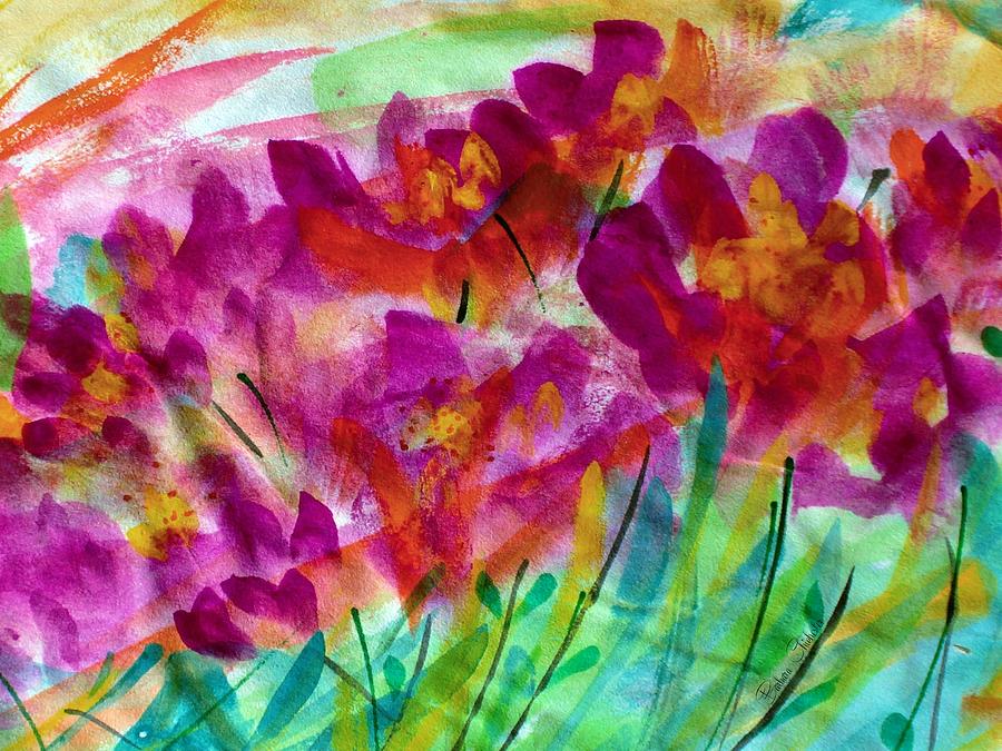 Abstract Flower Garden Painting by Barbara Chichester