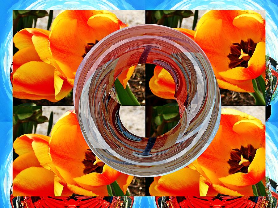 Abstract flower with circle Digital Art by Karl Rose