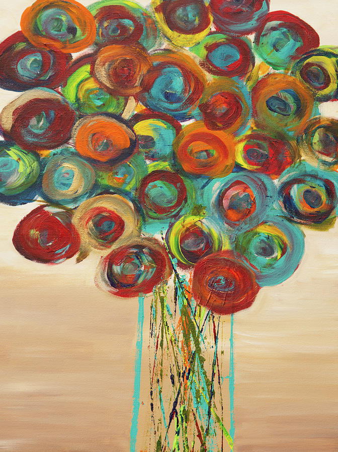 Abstract Painting - Abstract Flowers 1 by Hilary Winfield