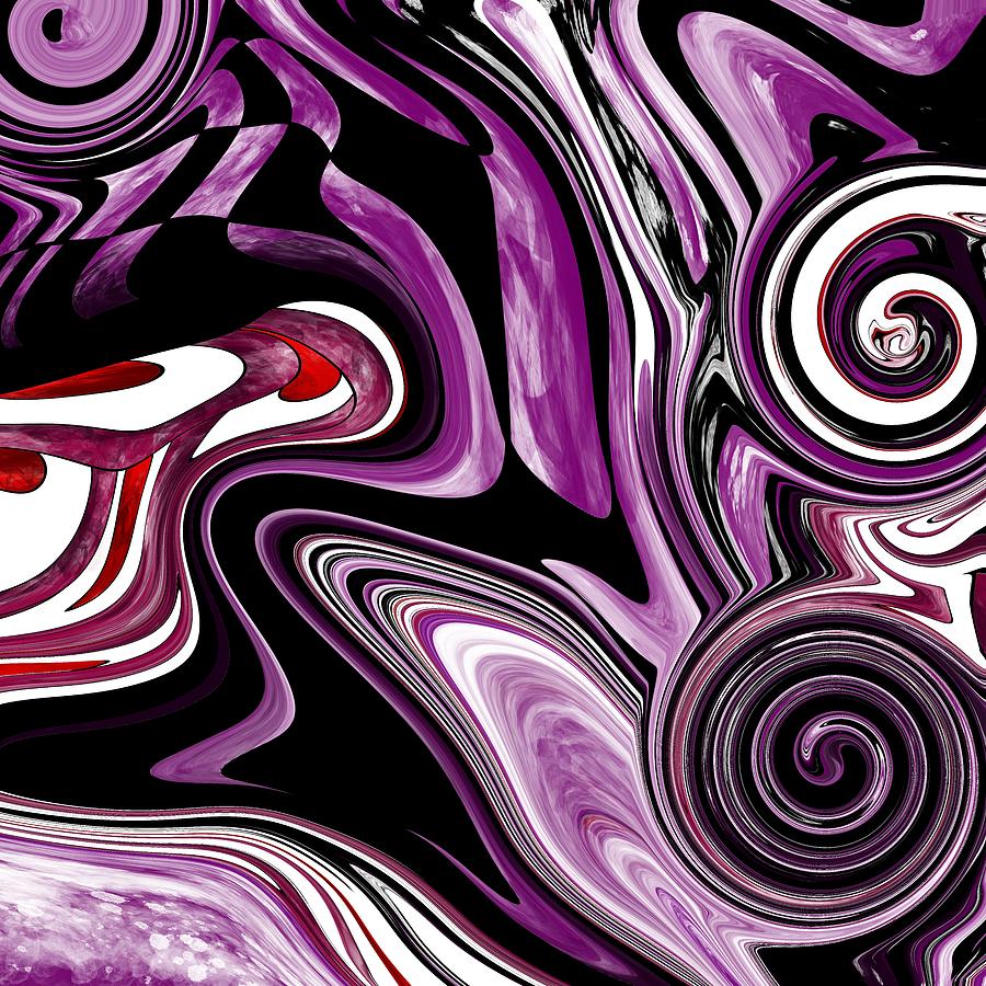 Abstract Fluid Painting Pattern Purple, Black and Red Painting by Patricia Piotrak