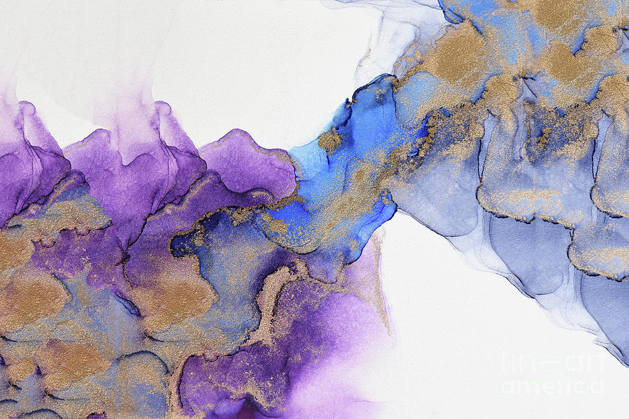 Abstract Gold and Purple Waves Painting Painting by Alissa Beth Photography