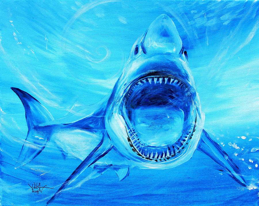 Abstract Great White, In Blue Painting