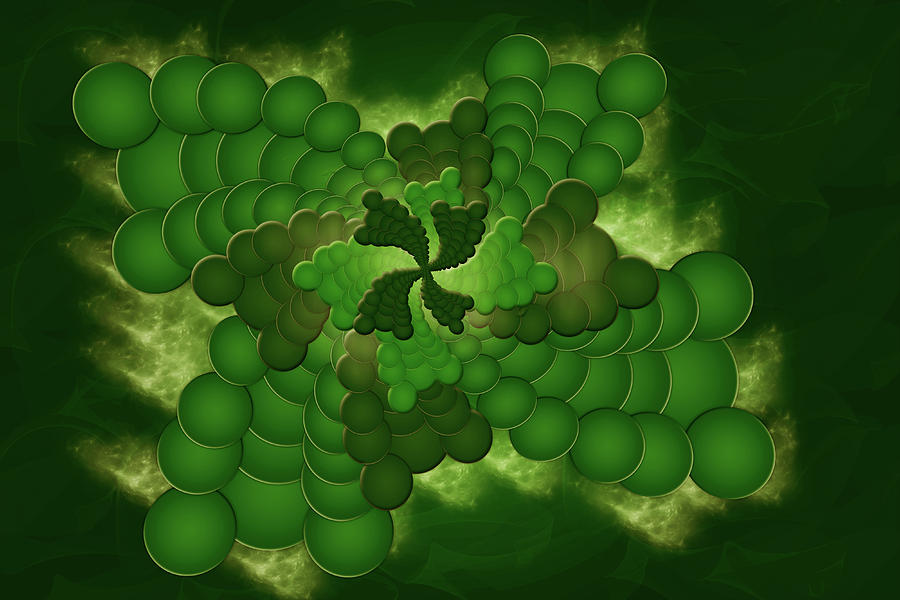 Abstract Green Circles Digital Art by Sandra Js