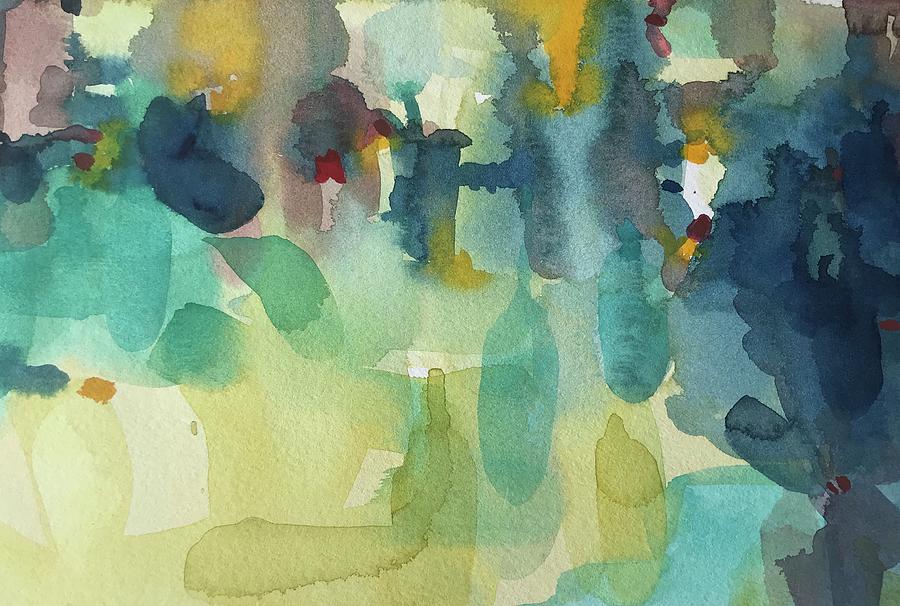 Abstract Painting - Abstract Greens and Blues by Luisa Millicent