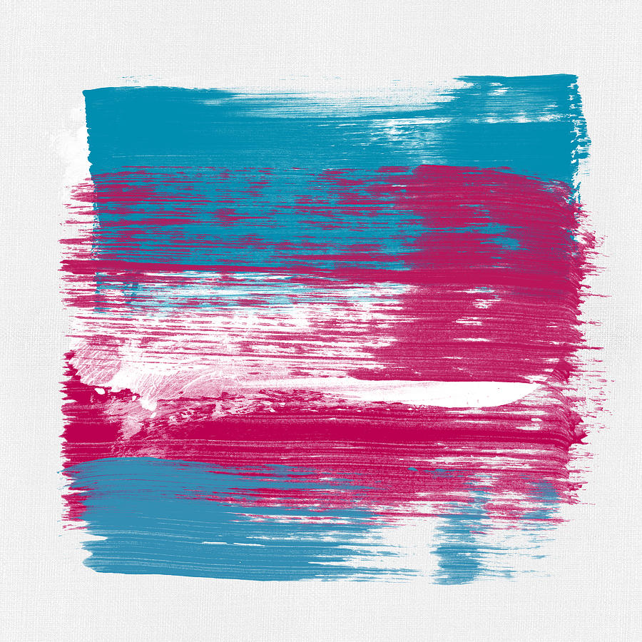 Abstract Painting - Abstract Hibiscus And Blue by Naxart Studio Abstract Painting - Abstract Hibiscus And Blue by Naxart Studio