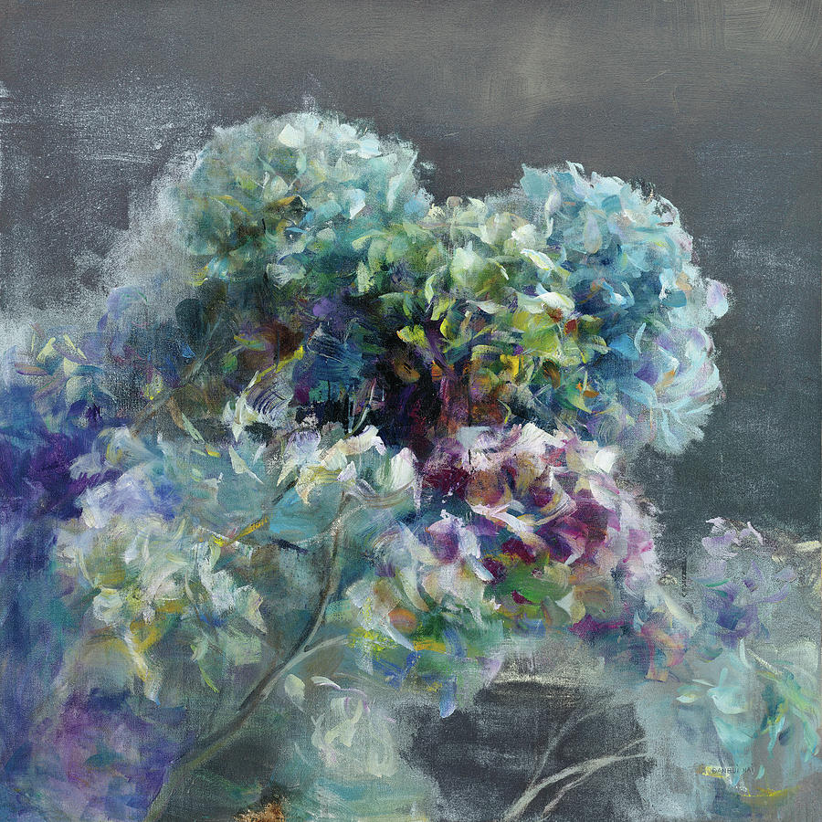 Flower Painting - Abstract Hydrangea Dark by Danhui Nai