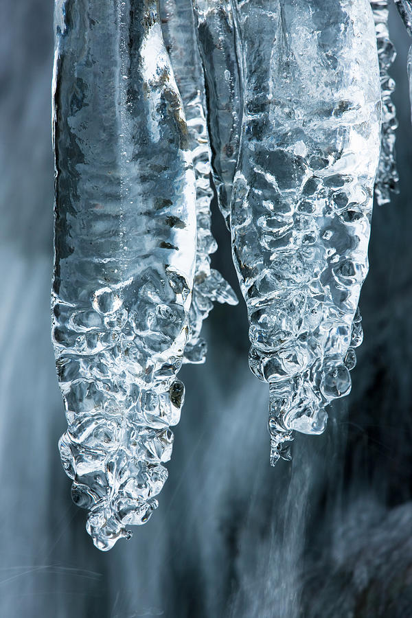 Abstract Icicles By River In Snowdonia Photograph by David Clapp