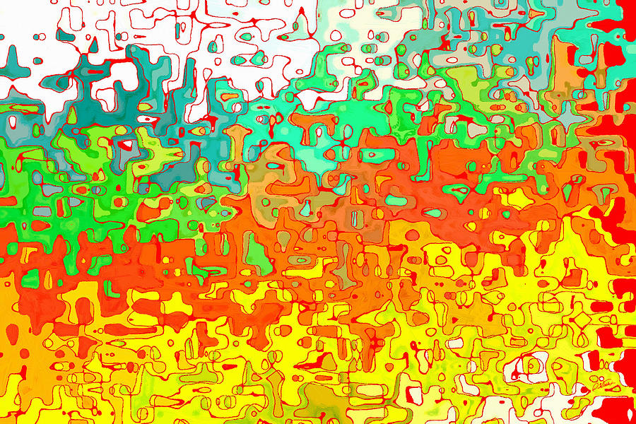 Abstract in Red Orange Yellow and Green - Dwp12386061 Painting by Dean Wittle