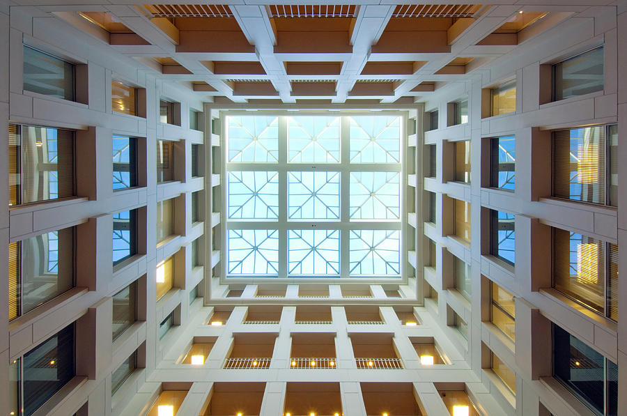 Directly Below Photograph - Abstract Interior Of An Atrium, New by C. Taylor Crothers Directly Below Photograph - Abstract Interior Of An Atrium, New by C. Taylor Crothers