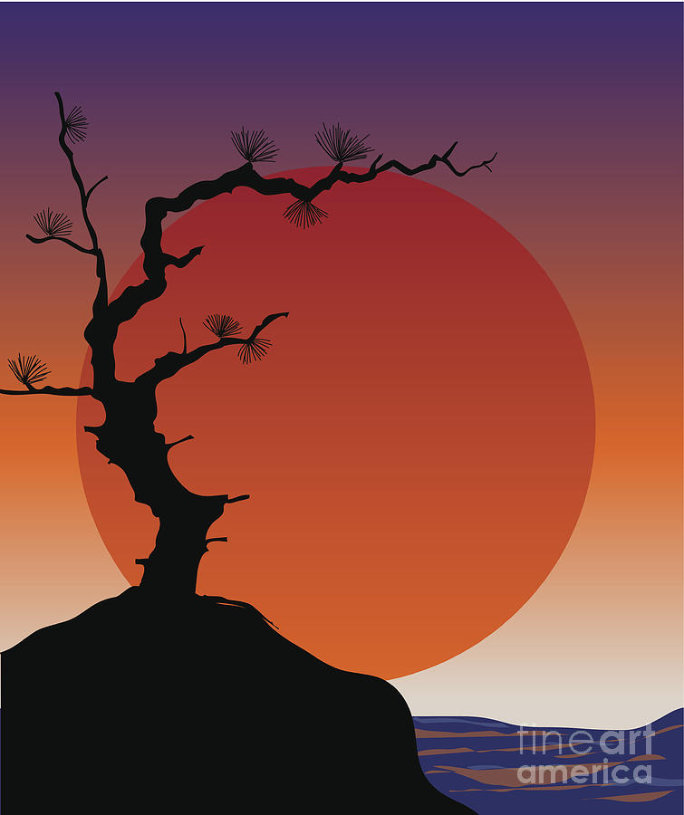 Abstract Japanese Background - Sunset Digital Art by Tumasia