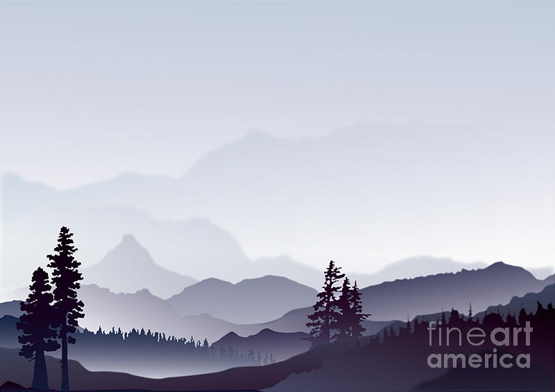 Abstract Landscape Of Blue Mountains Digital Art by Limilama - Fine Art ...